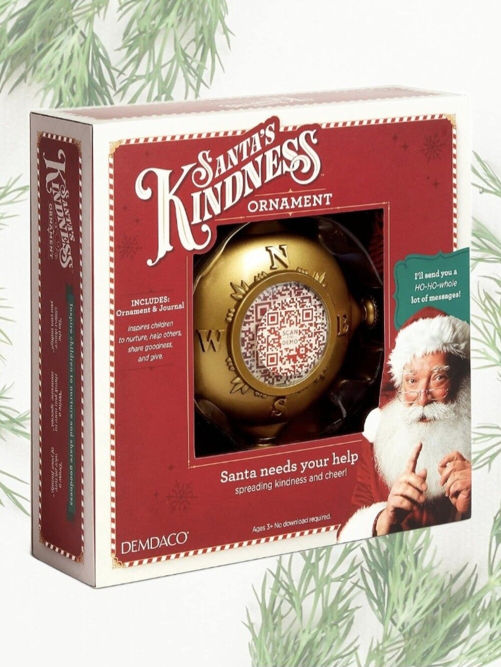 New From HALLMARK! Demdaco Gold Santa's Kindness Compass Ornament With Journal
